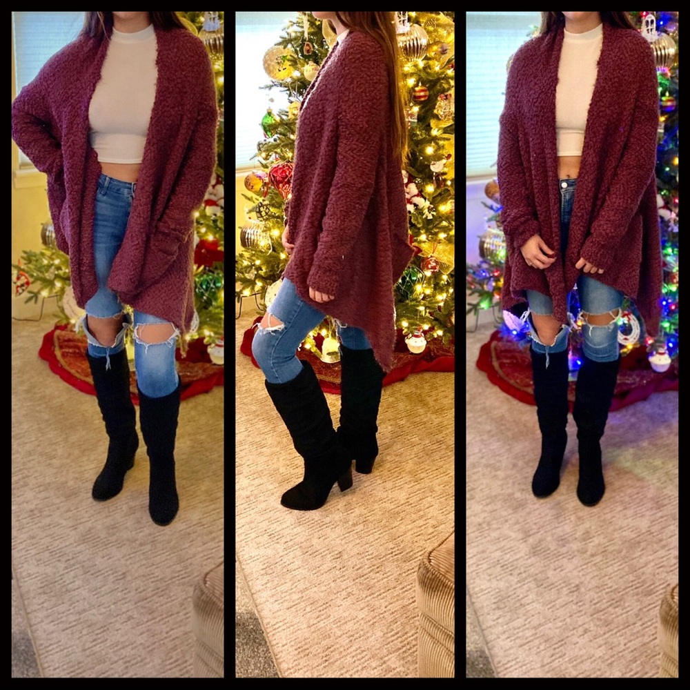 1 LEFT SALE‼️Emma Wrap Me up Cardigan-Wine - Picture 7 of 7